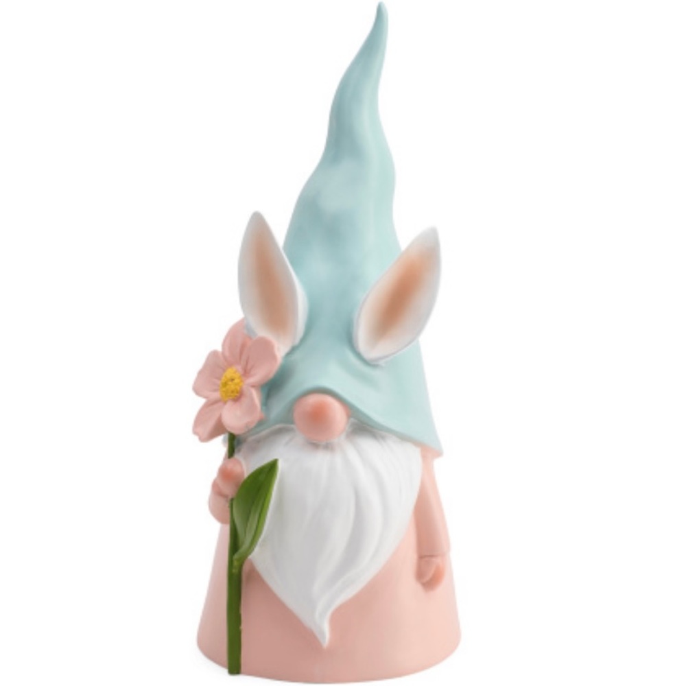 Brand New 15 inch Resin Gnome with Easter Lily